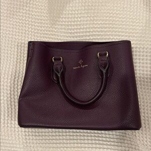 Nanette Lepore Plum Pebbled Leather Satchel with Gold Hardware
